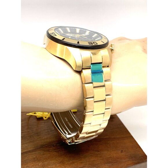 Invicta Mens Watch 22590 Pro Diver Chronograph Gold Tone Steel 48.5mm Black Dial - Picture 12 of 14